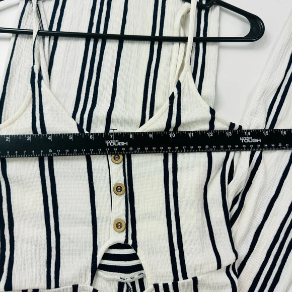 Love Tree White Pull on‎ Striped Wide Leg Spaghetti Straps Jumpsuit - Picture 7 of 12